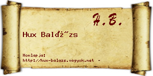 Hux Balázs névjegykártya
